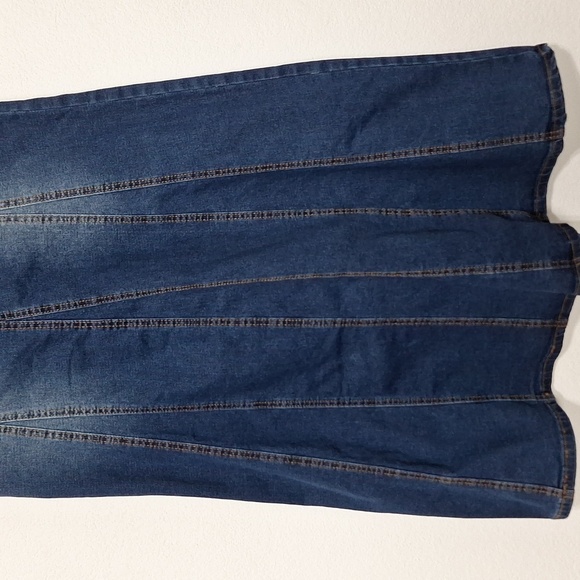 Char Tou Blue Medium Wash Western Cowgirl Button Front Denim Maxi Skirt Size S - Picture 9 of 13